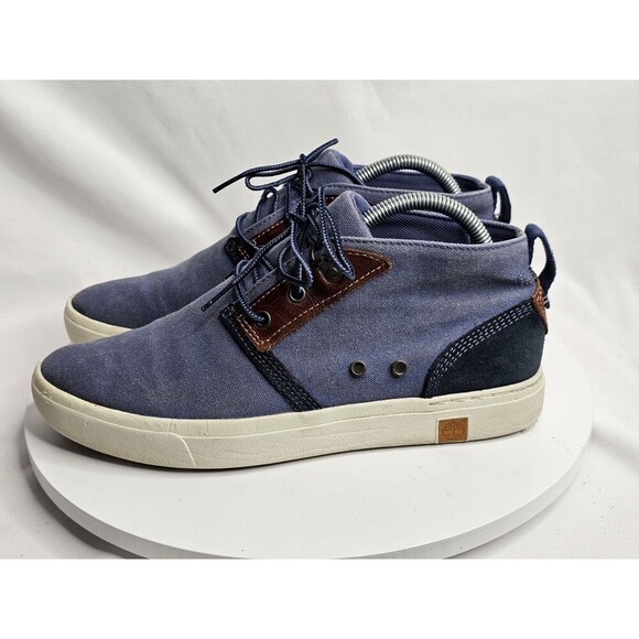 Timberland Amherst Blue Canvas Mid Top Chukka Sneakers Women's 9.5 - Picture 1 of 8
